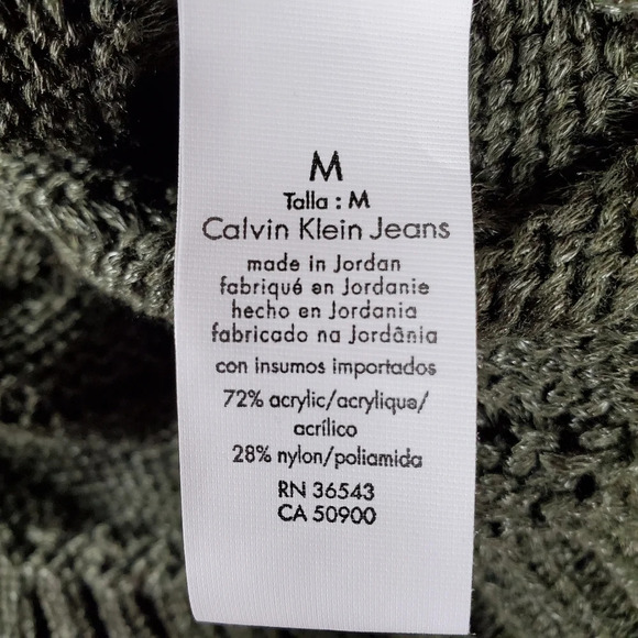 Calvin Klein Jeans Olive Green Shaker Sweater Scoop  Neck Size Medium - Picture 13 of 13